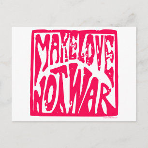 Cartão Postal Faça amor, não guerra - Hippie Design para a paz