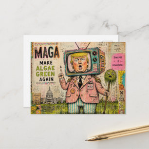 Cartão Postal Faça as Algas Verdes Novamente Mídia Mista Colagem