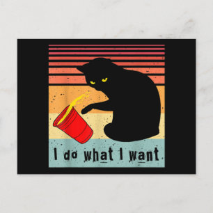 Cartão Postal Faça o que eu quero, Vintage Black Cat Red Cup Eng