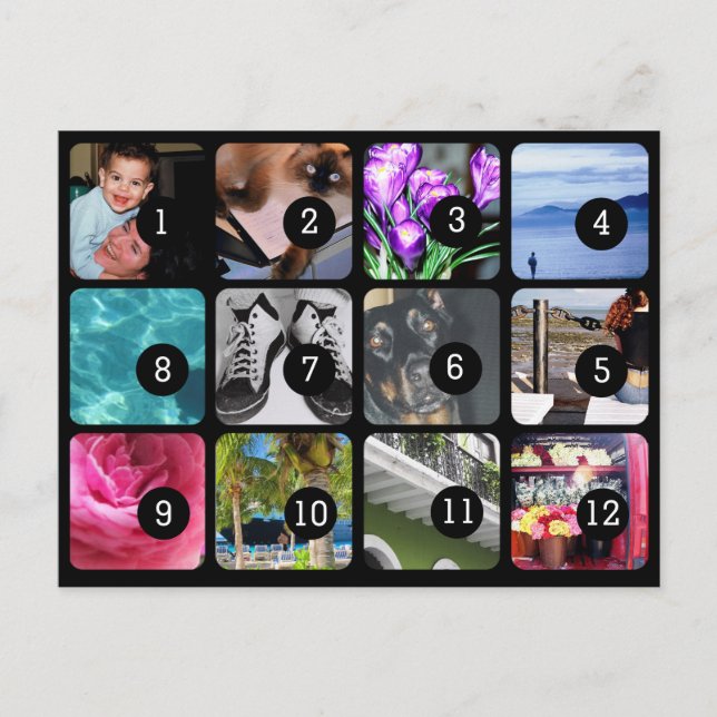 Cartão Postal Faça seu próprio envio de 12 fotos (Frente)