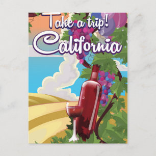 Cartão Postal Faça uma Viagem! Cartaz de viagem de vinho vintage