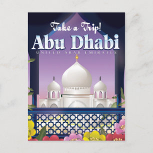 Cartão Postal Faça uma Viagem Cartaz de viagem vintage Abu Dhabi