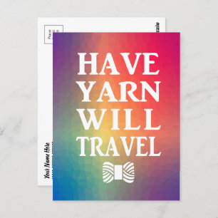 Cartão Postal Faça Yarn Viagem Rainbow Artesanatos Maker