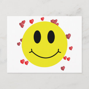 Cartão Postal Face com Corações Vermelhos