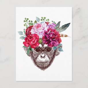 Cartão Postal Face do Macaco Flor