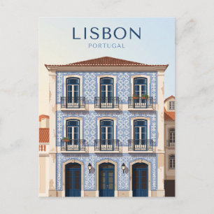 Cartão Postal Fachada de Azulejo de Lisboa Portugal