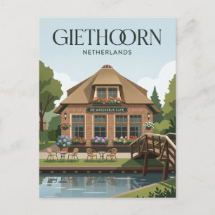 Cartão Postal fachada de café Giethoorn Holanda