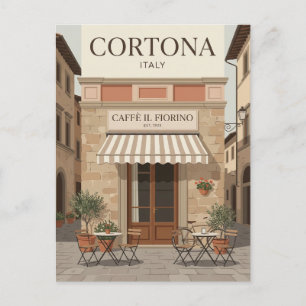 Cartão Postal Fachada do Café Cortona Itália