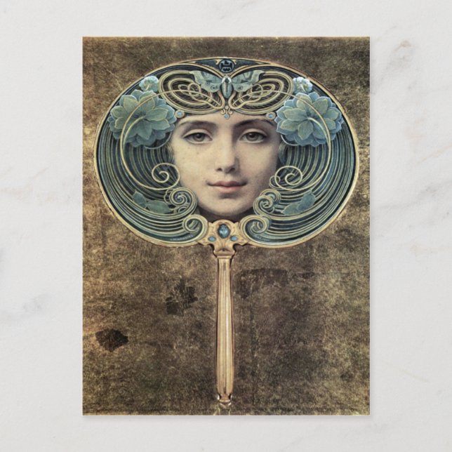 Cartão Postal Fächer auf goldenem Grund por Louis Welden Hawkins (Frente)