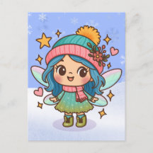 Fada Adorável do Inverno Arte de Fantasia Pastel K