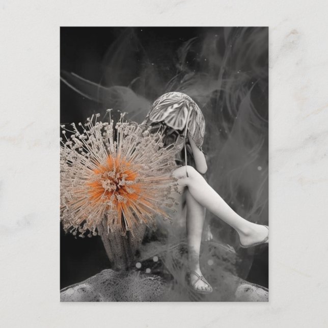 Cartão Postal Fada atrás das flores (Frente)