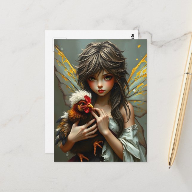 Cartão Postal Fada com frango (Frente/Verso In Situ)