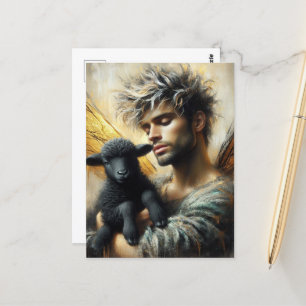 Cartão Postal Fada Com Lâmpada Preta