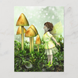 Cartão Postal Fada Curiosa - Fada e Toadstools