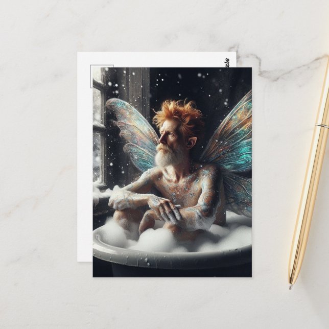 Cartão Postal Fada De Banho (Frente/Verso In Situ)