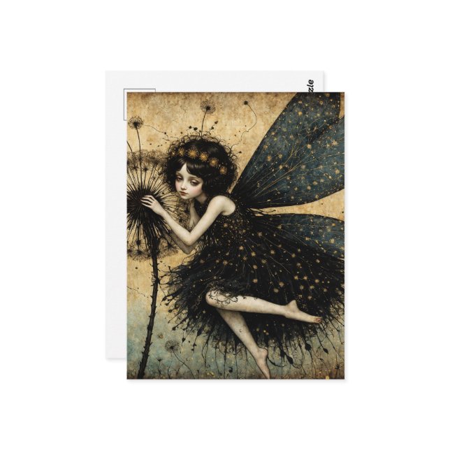 Cartão Postal Fada de Dandelion Dark (Frente/Verso In Situ)