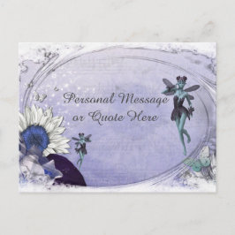 Cartão Postal Fada de fantasia personalizada com girassol azul
