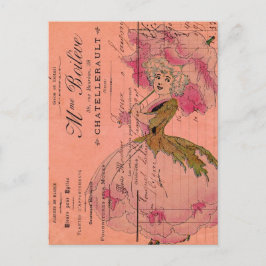 Cartão Postal Fada De Flor Rosa Vintage