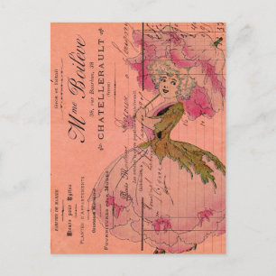 Cartão Postal Fada De Flor Rosa Vintage