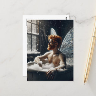 Cartão Postal Fada De Idade Média Banheira Com Cabelo Vermelho