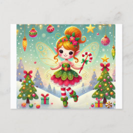 Cartão Postal Fada De inverno De Natal Com Sua Magia