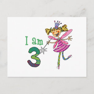 Cartão Postal Fada de princesa rosa (3 anos)