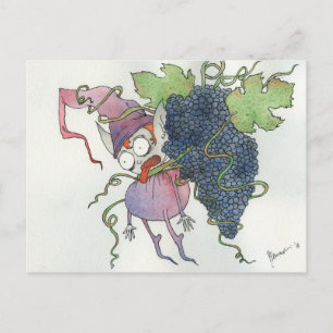 Cartão Postal Fada de vinho - Eu só bebo texto horizontal