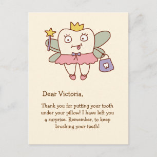 Cartão Postal Fada do Dente Carta Personalizável