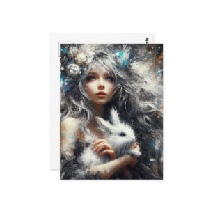 Cartão Postal Fada e seu coelho