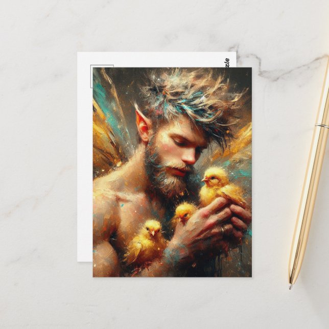 Cartão Postal Fada e seus Pintinhos Buff (Frente/Verso In Situ)