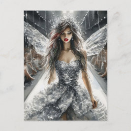 Cartão Postal Fada em Moda com Aquarela