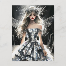 Cartão Postal Fada em moda, Tinfoil Vestido Aquarela