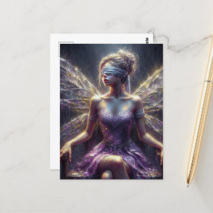 Cartão Postal Fada em um Esconderijo no Trono dela