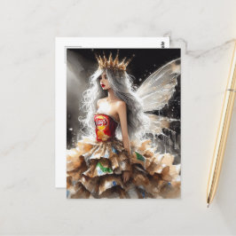 Cartão Postal Fada em um vestido de moda feito a partir de Bolsa