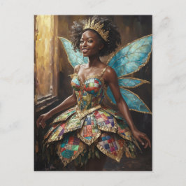 Cartão Postal Fada em um Vestido Quilado