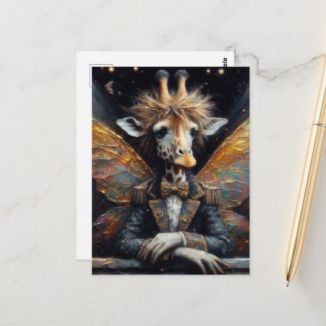 Cartão Postal Fada Engraçada, Bonita Girafa (Frente/Verso In Situ)