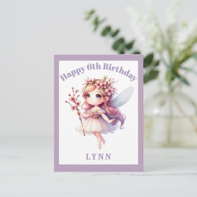 Cartão Postal Fada Floral Caprichosa Personalizada (Em pé/Frente)