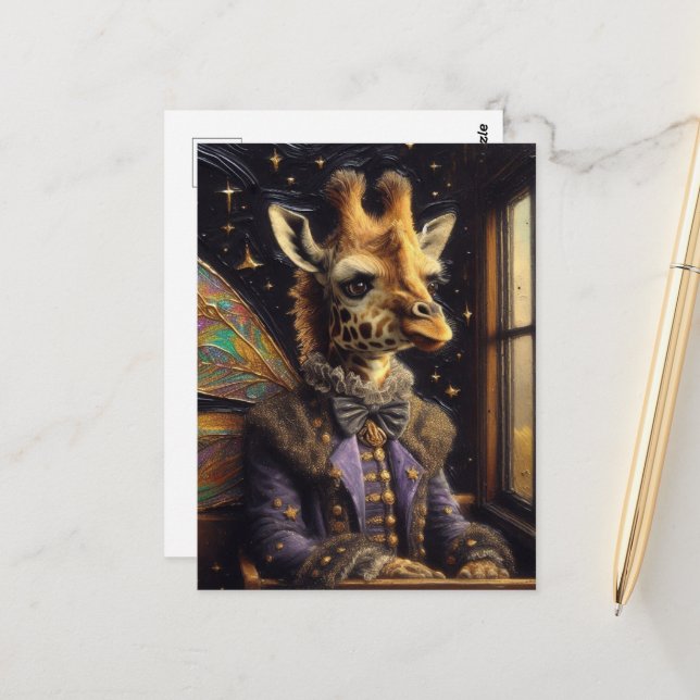 Cartão Postal Fada giratória bonita sobre um trem (Frente/Verso In Situ)