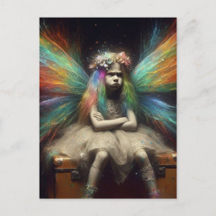 Cartão Postal Fada Loira com Atitude em Mala Vintage