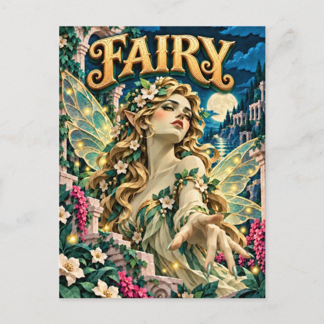 Cartão Postal Fada, Monstro de Corte de Papel (Frente)