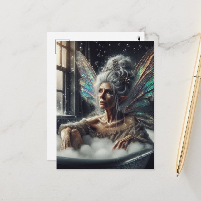 Cartão Postal Fada Mulher Bathing (Frente/Verso In Situ)