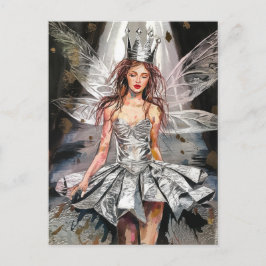 Cartão Postal Fada num vestido de moda