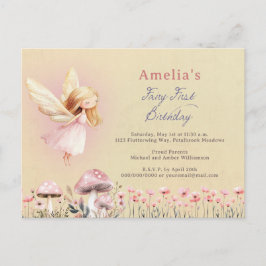 Cartão Postal Fada Primeiro Tema Festa de Aniversário de 1º Ano 