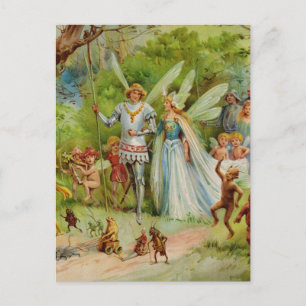 Cartão Postal Fada Prince e Thumbelina na Madeira Mágica