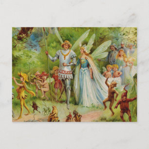 Cartão Postal Fada Prince e Thumbelina na Madeira Mágica
