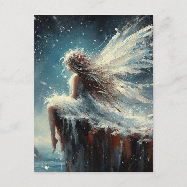 Cartão Postal Fada Sentada em um Cliff (Frente)