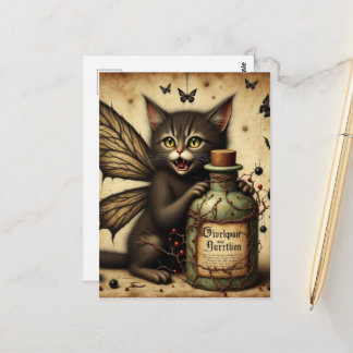 Cartão Postal Fada Vampira Kitty e uma Garrafa de Veneno