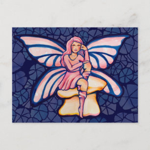 Cartão Postal Fadas de Arte por Aquarela, cor-de-rosa, de Fada d