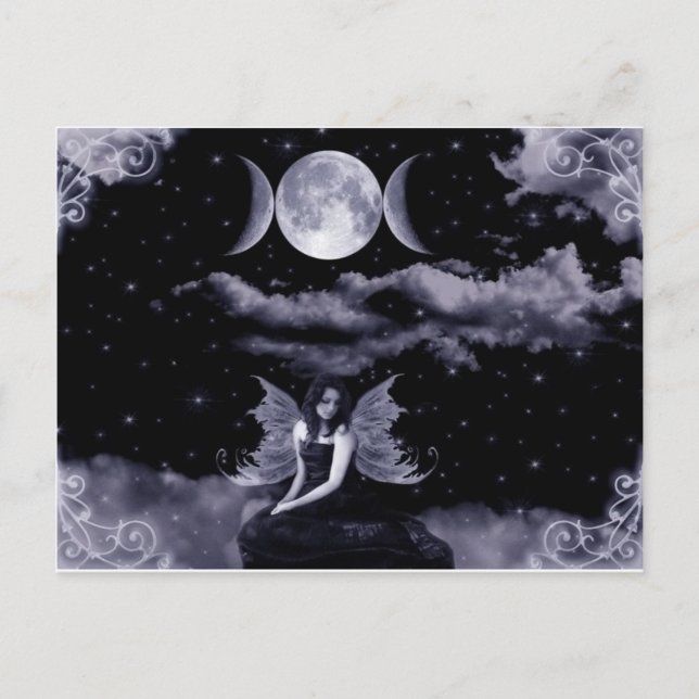 Cartão Postal Fadas, dragões e luas (Frente)