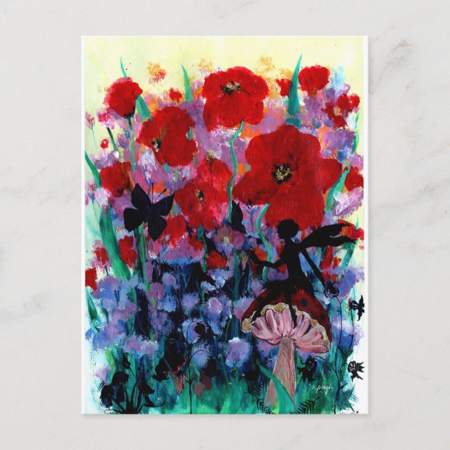 Cartão Postal Fadas no fundo do jardim (Frente)